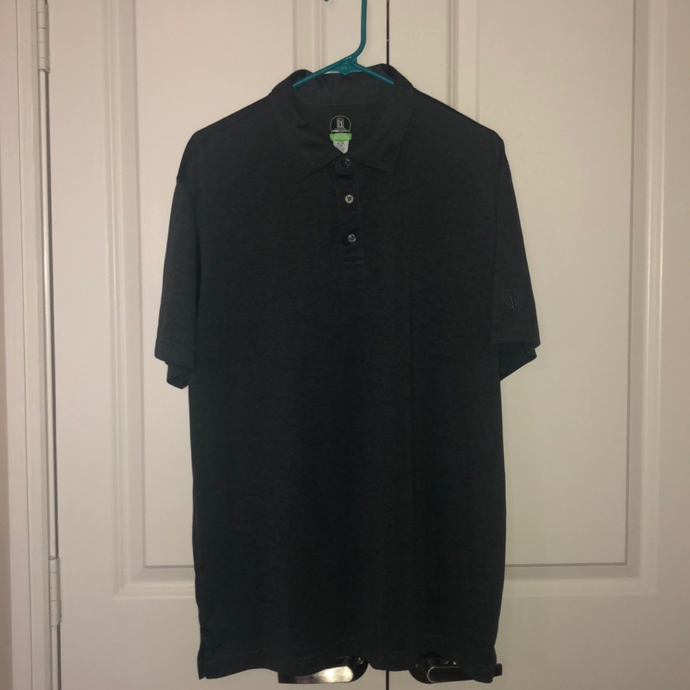 Charcoal gray collared shirt